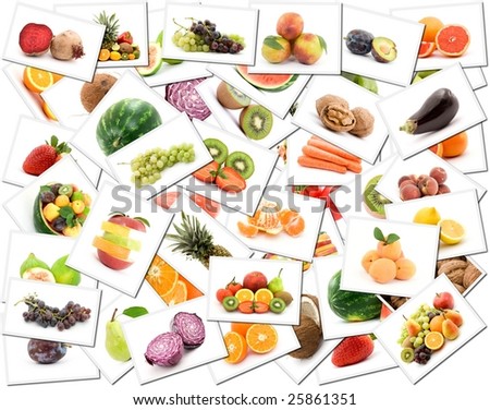 mix of fruit and vegetable photos studio isolated