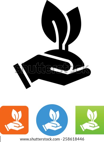 Hand holding a leafy plant icon