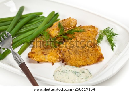 Breaded Fish Fillets. Selective focus.