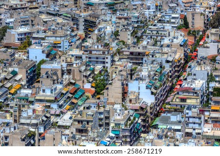 High urban density in Athens, Greece