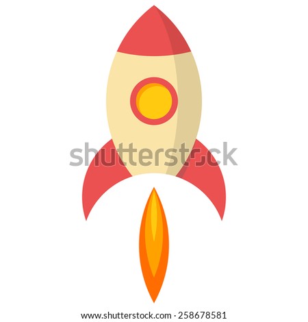 Rocket, Flat design, vector illustration, isolated on white background