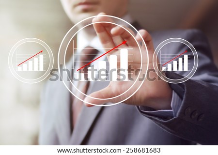 Man with chart business web diagrams sign