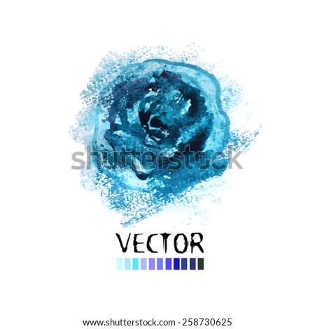 Watercolor abstract blue rose. Vector
