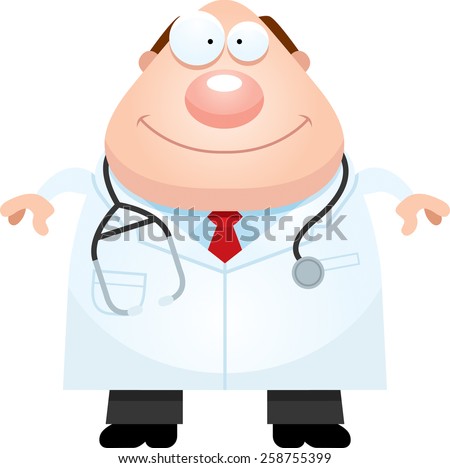 A cartoon illustration of a doctor looking happy.
