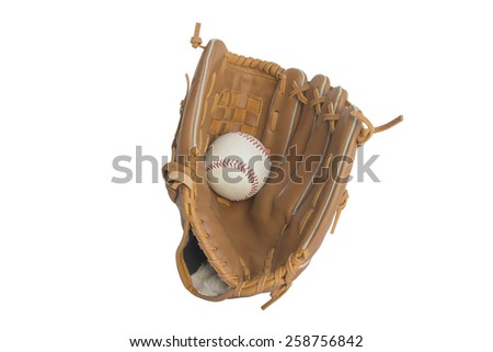 baseball glove and ball isolated on white background