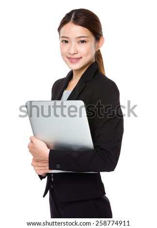 Businesswoman hold with notebook computer