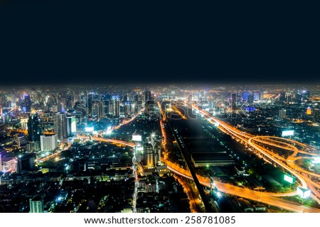 Bangkok city at night, Thailand at nighttime