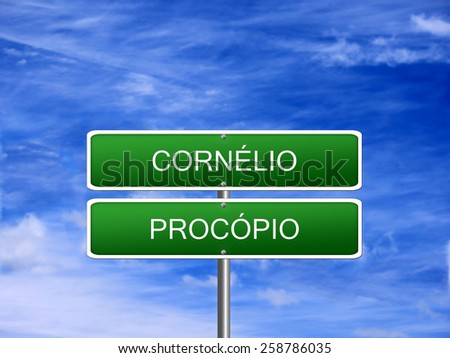 Cornelio Procopio city tourism welcome sign Parana, Brazil.