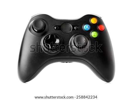 video game controller isolated on white background Royalty-Free Stock Photo #258842234