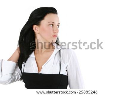 Young beautiful businesswoman over white background