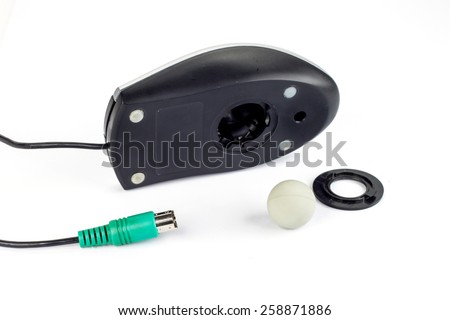 trackball computer mouse isolated on white background Royalty-Free Stock Photo #258871886
