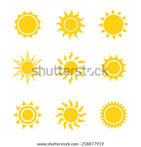 Sun icon set, vector illustration Royalty-Free Stock Photo #258877919