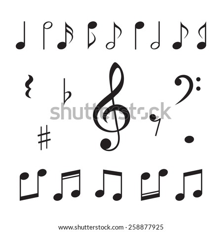 Music notes. Vector illustration. Royalty-Free Stock Photo #258877925