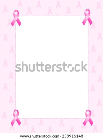 Pink breast cancer awareness ribbon patterned frame  