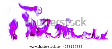 Fire purple and flames on a white background