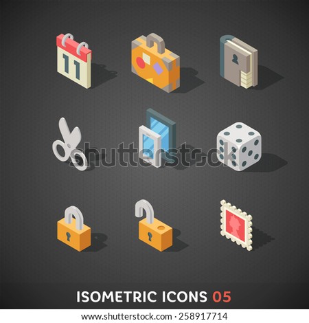 Flat Isometric Icons Set 5