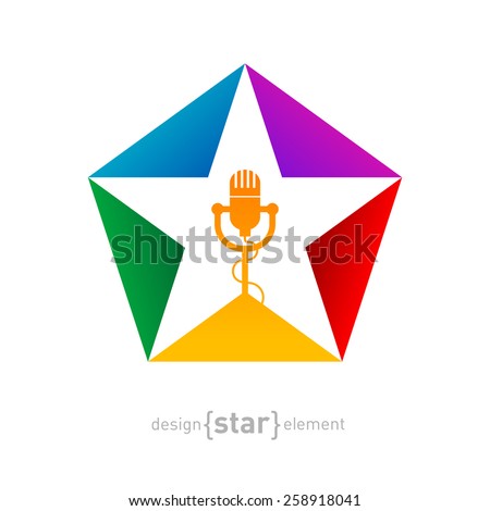 Music logo template - star with microphone. Vector design element or icon. Corporate logotype template.