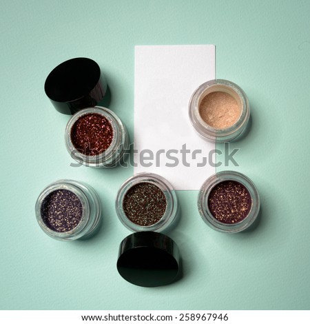 beautiful makeup cosmetics for eyes and bussiness card