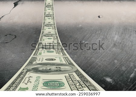 Dollar road against grey background