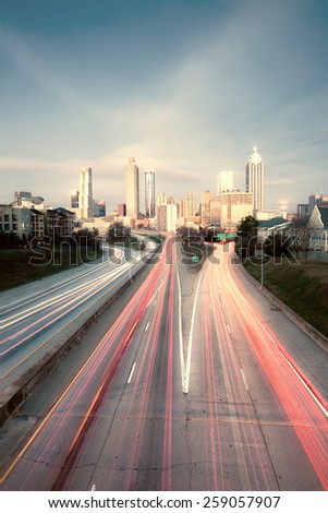 Vintage style photo of Atlanta skyline, Georgia, USA