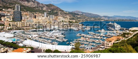 Panoramic view of Monaco harbor
