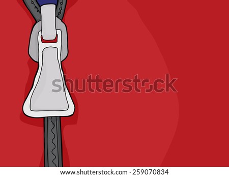 Hand drawn cartoon triangular zipper on red clothing