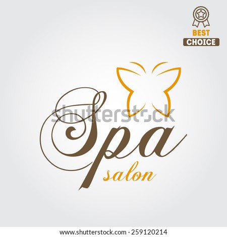 Logo, badge, emblem, label, print, sticker or logotype elements for spa salon or beauty center 