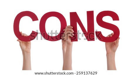 Many Caucasian People And Hands Holding Red Straight Letters Or Characters Building The Isolated English Word Cons On White Background
