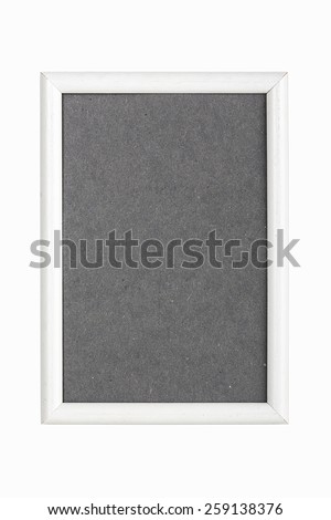 withe picture frame with gray cardboard matte, isolated on white