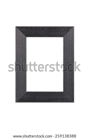 black plastic picture frame with line pattern, isolated on white