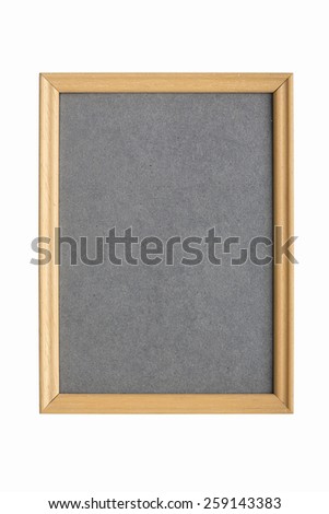 simple wooden picture frame with gray cardboard matte, isolated on white