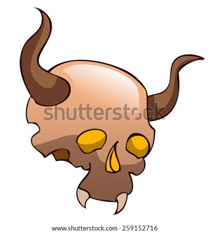 Horned Skull, Vector Illustration isolated on White Background, outlines available on Separate Layer.