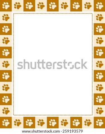 Cute pet lovers/ dog / cat lover page border frame on white background with empty space 
