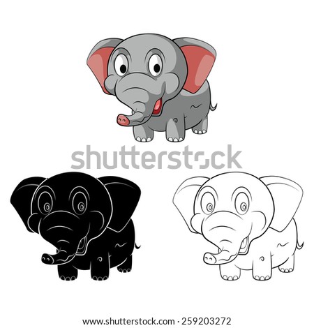 Coloring book Elephant Baby cartoon character - vector illustration .EPS10