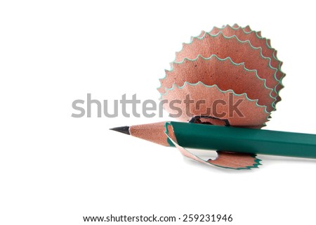 shaving and pencil isolated on a white background