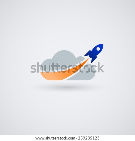 Rocket start logo. Spaceship launch. Vector logo template.