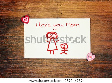 lovely greeting card - happy Mothers day - matchstick man