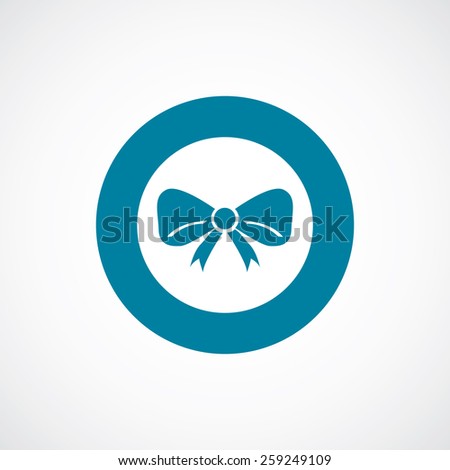 festive bow icon bold blue circle border, white background  