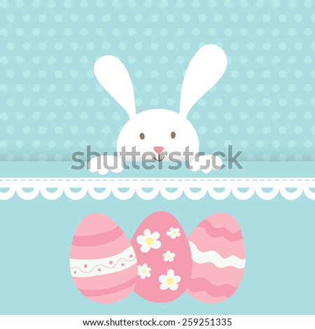Cute vector cartoon rabbit with Easter egg.
