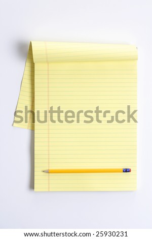Blank legal pad with pencil