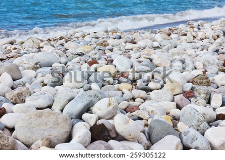 Pebbles on the beach. Budva, Montenegro.