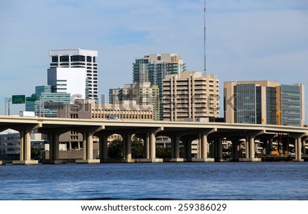 Jacksonville, florida bridge and skyline on the south  bank
