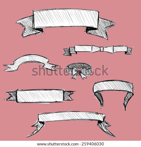 vector clip art  gray&white perky ribbons pink background