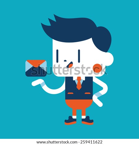 Character illustration design. Businessman sending letter cartoon