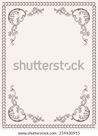 Frame vintage with decorative floral elements border pattern