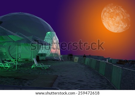 spectacular hall and picture of planet as idea of cosmical beachmical beach