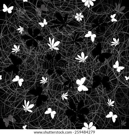seamless background with butterflies and flowers. seamless pattern. Vector 