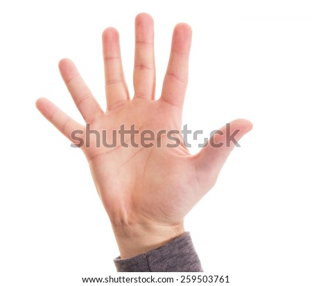 Hand with six fingers Royalty-Free Stock Photo #259503761
