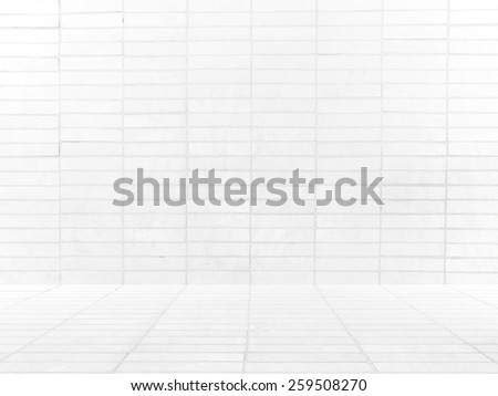 Vintage white brick tile wall background. Grey image room studio of old wreck stucco concept for mockup product clean new wall textured, realistic bacground solid rectangle seam natural clay.
