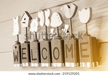 welcome sign in vintage color